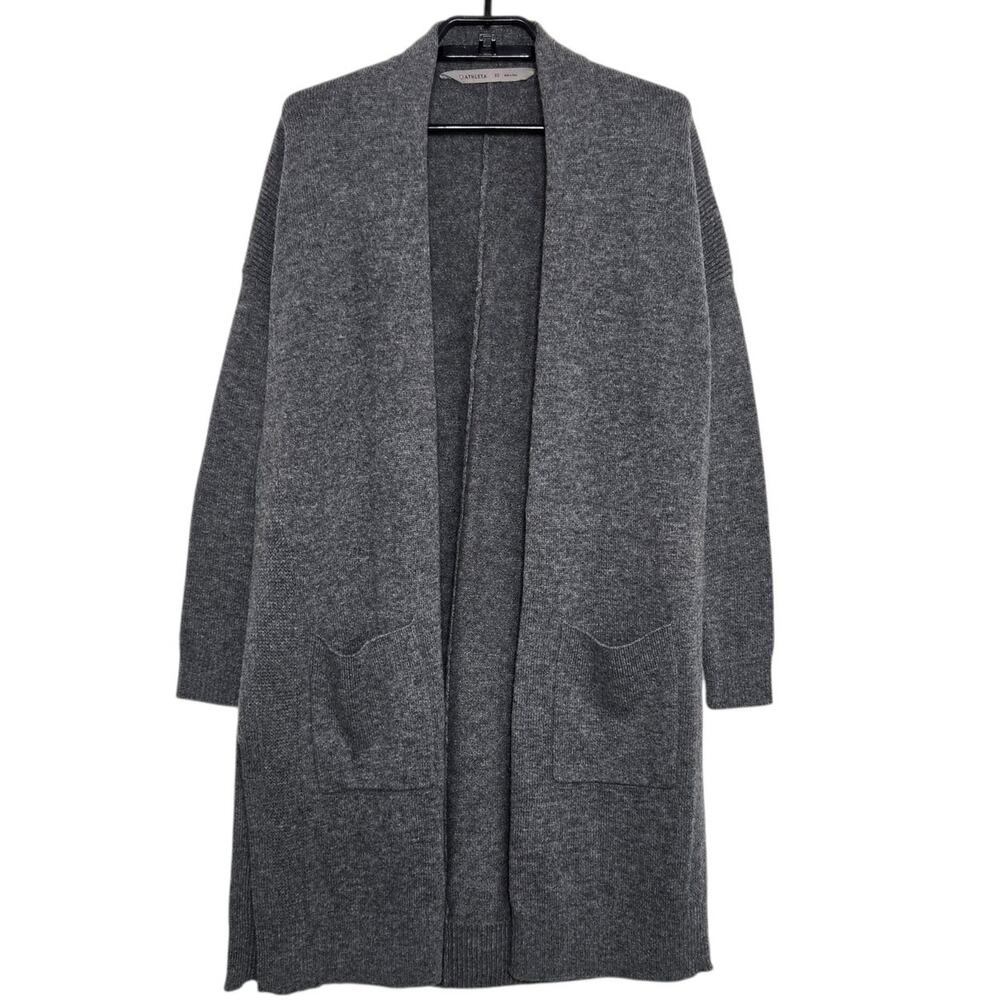 Athleta Spirit Cardigan Size XS Gray Wool Cashmere Wrap Duster Longline